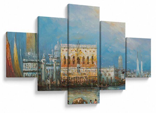 Obraz - Gondola projíždějící Benátkami, olejomalba (125x70 cm)