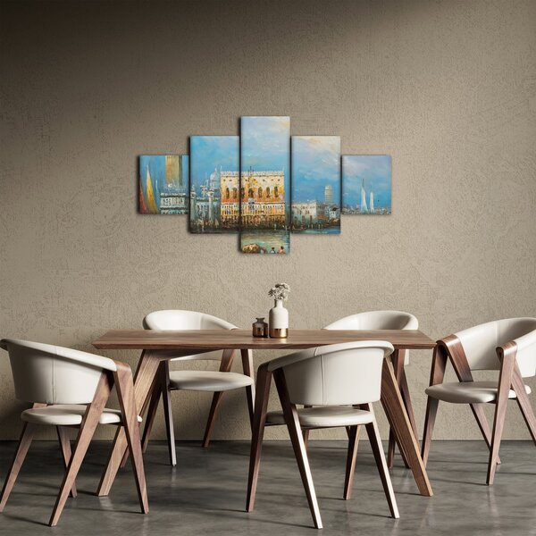 Obraz - Gondola projíždějící Benátkami, olejomalba (125x70 cm)