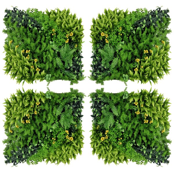 Outsunny 12dílný umělý rostlinný živý plot 50x50 cm UV ochranná obrazovka, vícelistý design pro zahradní venkovní dekoraci | Aosom
