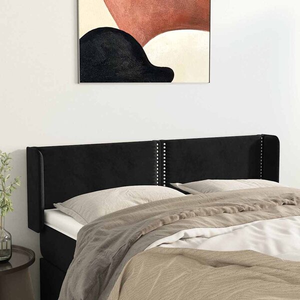 Čelo postele typu ušák černé 147x16x78/88 cm samet 3118678