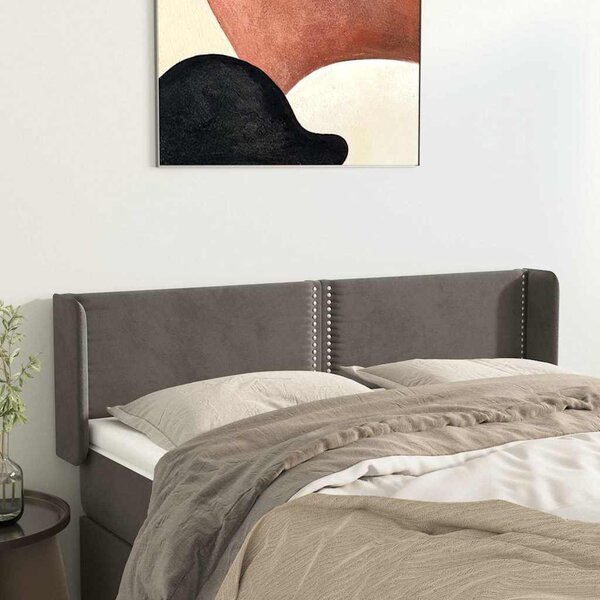 Čelo postele typu ušák tmavě šedé 147x16x78/88 cm samet 3118677