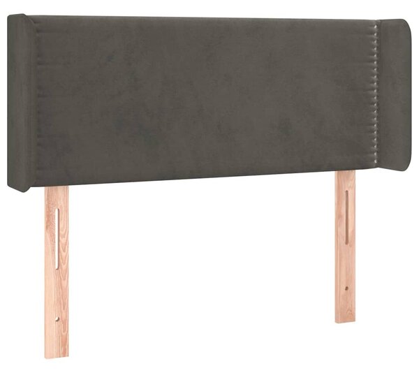 Čelo postele s LED tmavě šedé 103 x 16 x 78/88 cm samet 3123139