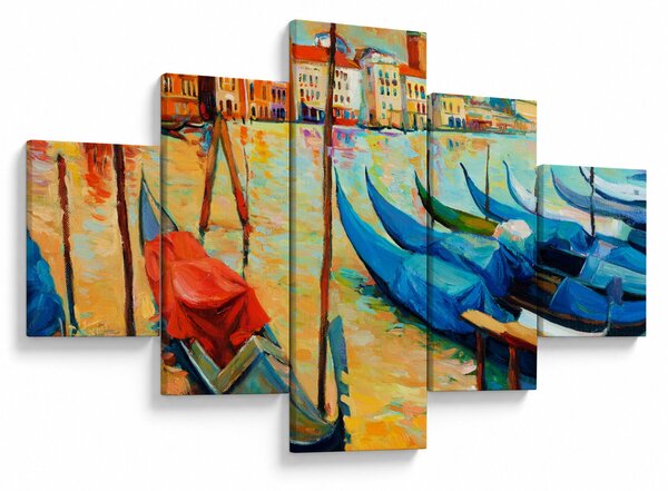 Obraz - Přístav v Benátkách (125x70 cm)