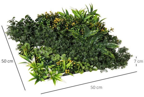 Outsunny 12dílný umělý rostlinný živý plot 50x50 cm UV ochranná obrazovka, vícelistý design pro zahradní venkovní dekoraci | Aosom