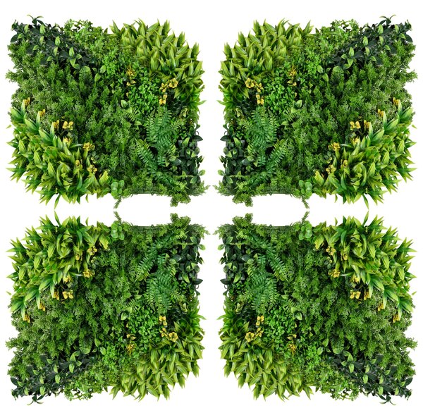 Outsunny 12dílný umělý rostlinný živý plot 50x50 cm UV ochranná obrazovka, vícelistý design pro zahradní venkovní dekoraci | Aosom