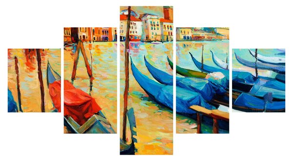 Obraz - Přístav v Benátkách (125x70 cm)