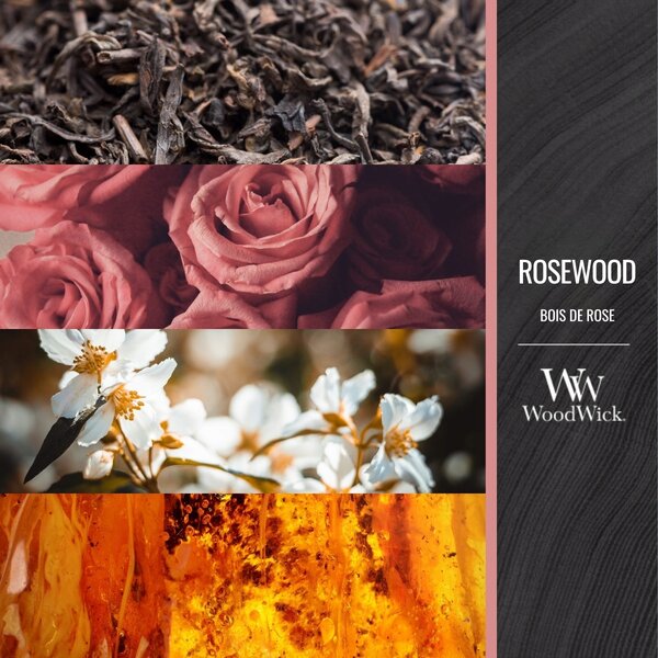 WoodWick vonná svíčka s dřevěným knotem velká Rosewood 609 g