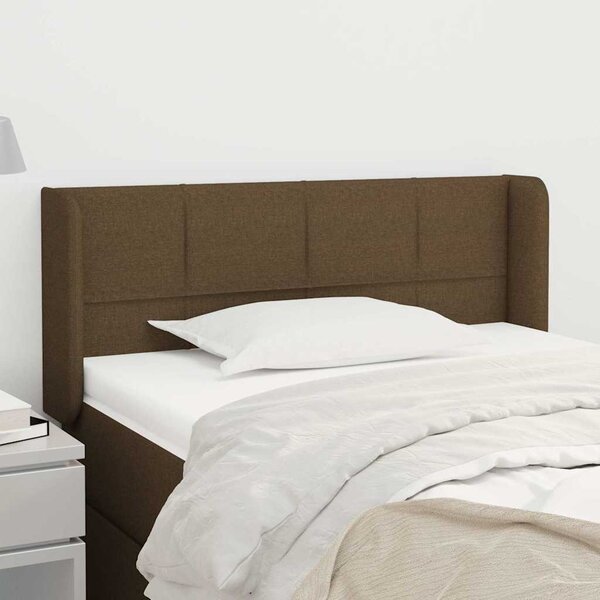 Čelo postele typu ušák tmavě hnědé 83 x 16 x 78/88 cm textil 3118745