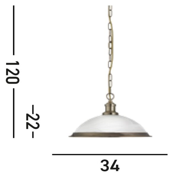 Searchlight 1591AB Závěsné svítidlo BISTRO patina, alabastrové sklo