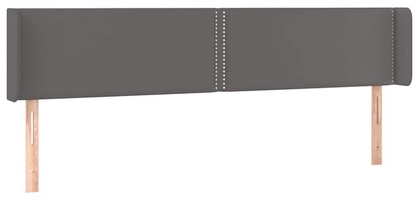 Čelo postele s LED šedé 203 x 16 x 78/88 cm umělá kůže 3123208