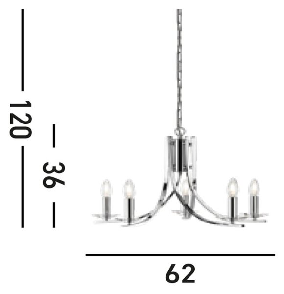 Searchlight 4165-5CC Závěsný pětiramenný lustr ASCONA lesklý chrom