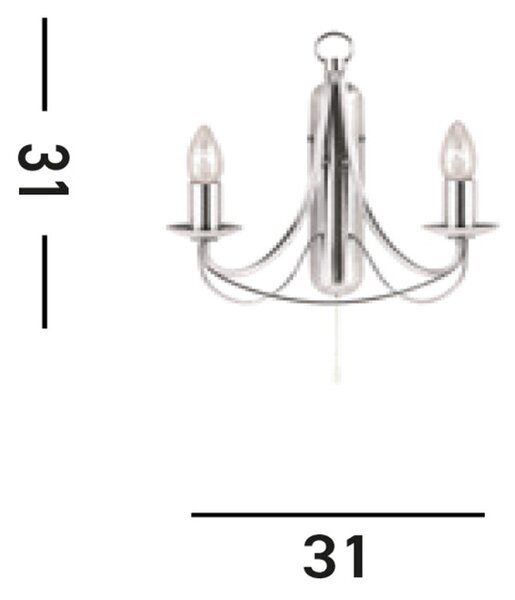 Searchlight 6342-2SS Nástěnná lampa s vypínačem MAYPOLE chrom