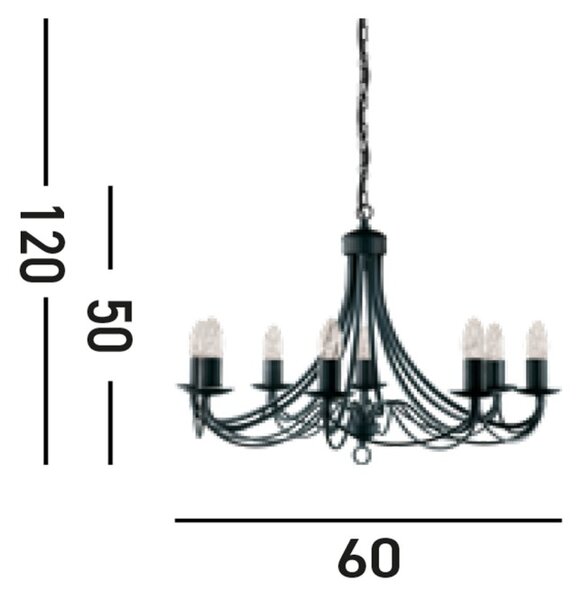 Searchlight 6348-8BK Závěsný osmiramenný lustr MAYPOLE černý