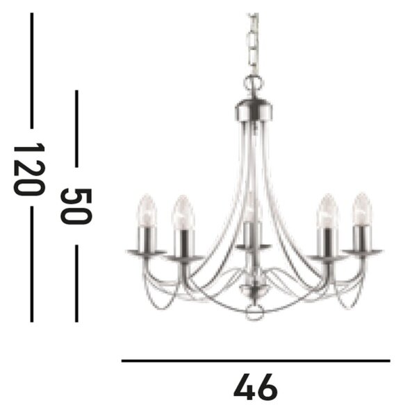 Searchlight 6345-5SS Závěsný pětiramenný lustr MAYPOLE chrom