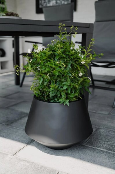 Kulatý květináč BERBELIT, sklolaminát, výška 30 cm, černý