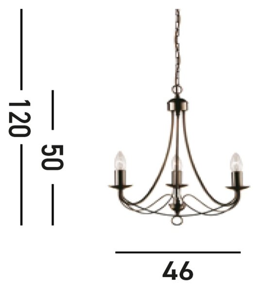 Searchlight 6343-3AB Závěsný tříramenný lustr MAYPOLE patina