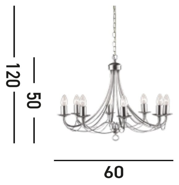 Searchlight 6348-8SS Závěsný osmiramenný lustr MAYPOLE chrom