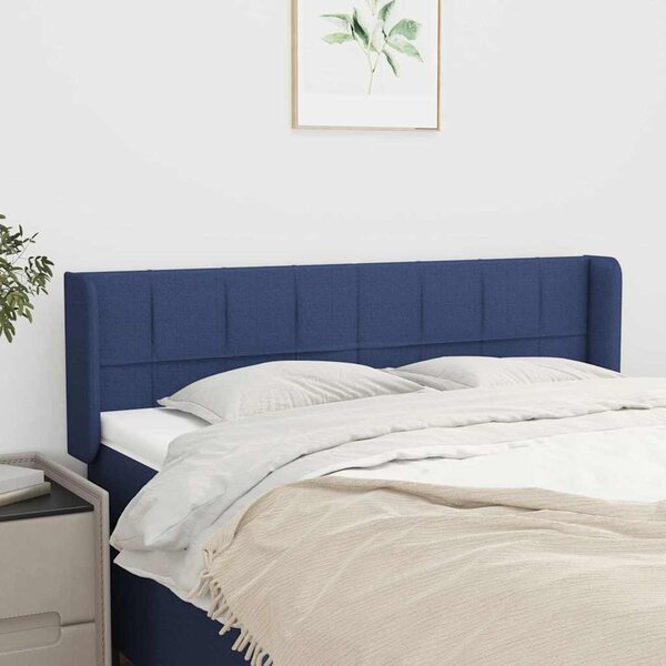 Čelo postele typu ušák modré 147 x 16 x 78/88 cm textil 3118772