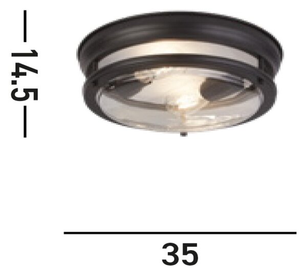 Searchlight 5182BK Stropní koupelnové svítidlo GLASGOW černé