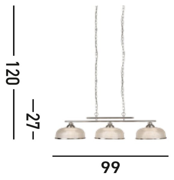 Searchlight 3593-3SS Trojité závěsné svítidlo BISTRO satin, čiré sklo