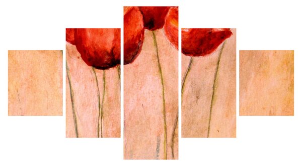 Obraz - Červené tulipány (125x70 cm)