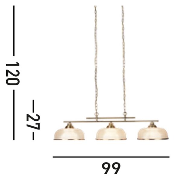 Searchlight 3593-3AB Trojité závěsné svítidlo BISTRO patina, čiré sklo