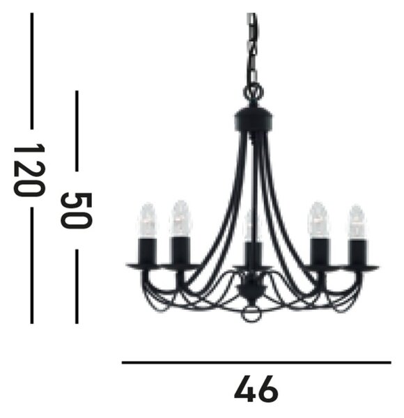 Searchlight 6345-5BK Závěsný pětiramenný lustr MAYPOLE černý