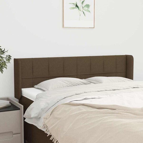 Čelo postele typu ušák tmavě hnědé 147x16x78/88 cm textil 3118769