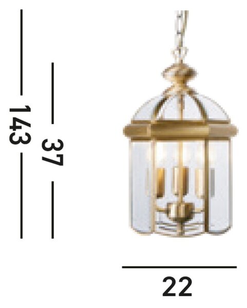 Searchlight 7133AB Závěsné svítidlo BEVELLED LANTERN patina