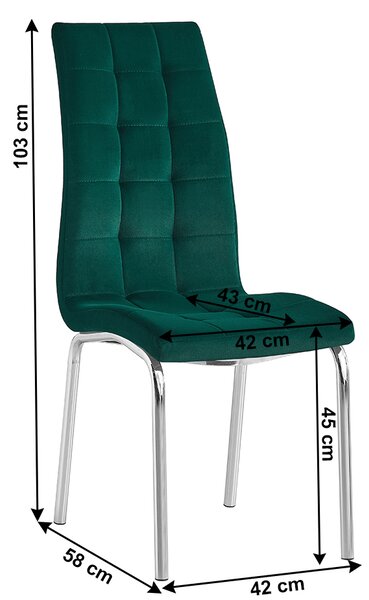 Jídelní židle Harison NEW (smaragdová + chróm)
