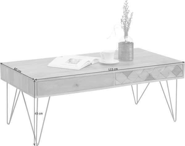 KONFERENČNÍ STOLEK, barvy akácie, bronzová, dřevo, kov, kompozitní dřevo, 115/60/45 cm Ambia Home - Konferenční stolky