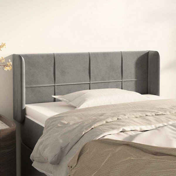 Čelo postele typu ušák světle šedé 83x16x78/88 cm samet 3118798