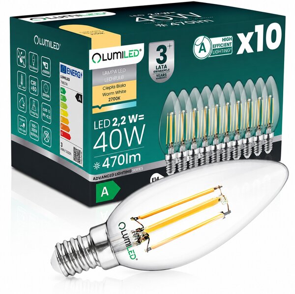 LED žárovka Lumiled E14 2,2 W 470 lm 2700 K 10 ks svíčka