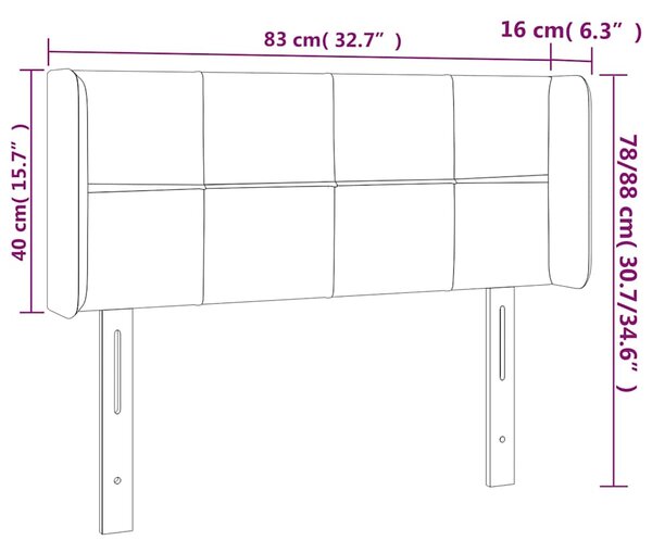 Čelo postele s LED světle šedé 83 x 16 x 78/88 cm samet 3123266