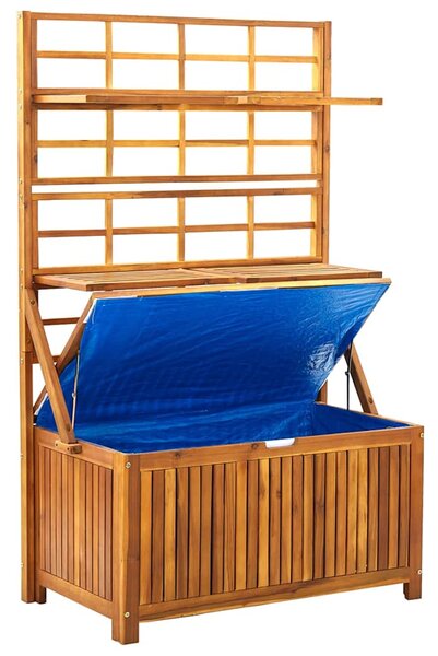 Úložný box s treláží 99 x 55 x 160 cm masivní akáciové dřevo 311881
