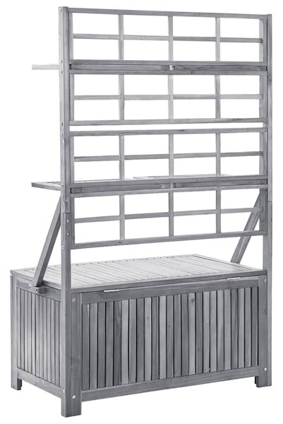 Úložný box s treláží šedý 99x55x160 cm masivní akáciové dřevo 311882