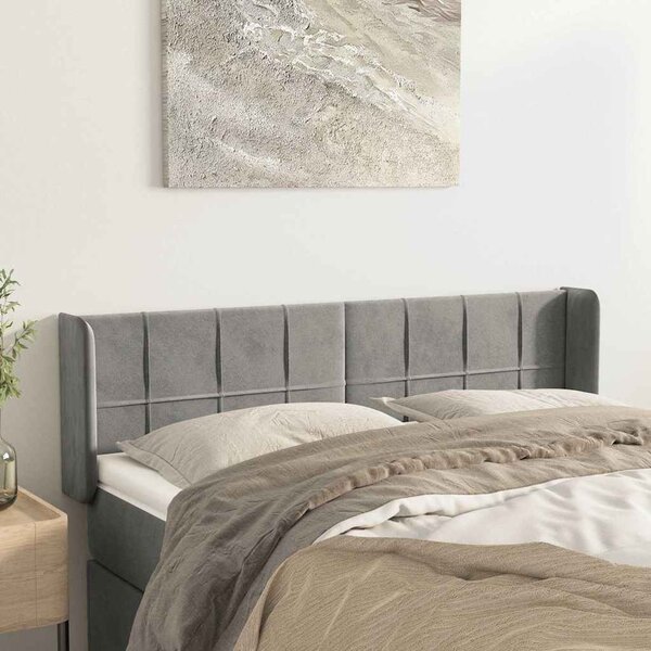 Čelo postele typu ušák světle šedé 147x16x78/88 cm samet 3118816