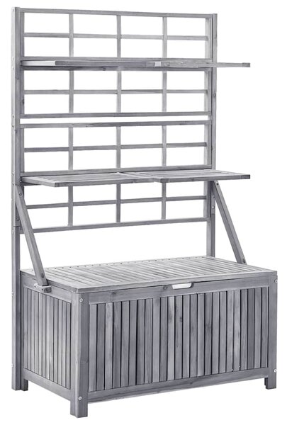 Úložný box s treláží šedý 99x55x160 cm masivní akáciové dřevo 311882