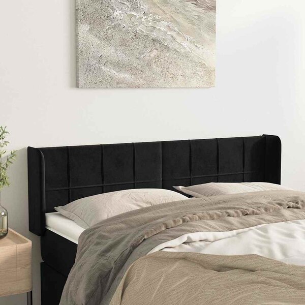 Čelo postele typu ušák černé 147x16x78/88 cm samet 3118818