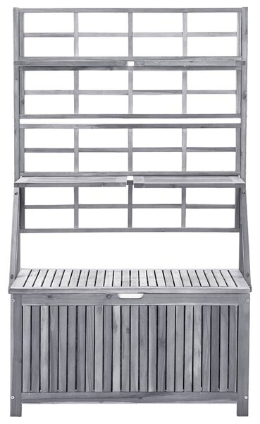 Úložný box s treláží šedý 99x55x160 cm masivní akáciové dřevo 311882
