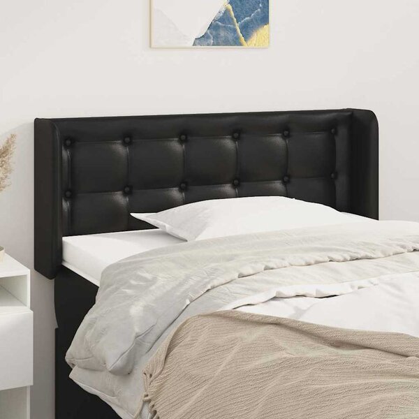 Čelo postele typu ušák černé 83 x 16 x 78/88 cm umělá kůže 3118840