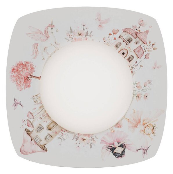 Elobra LED stropní svítidlo Feenwelt Starlight, bílo-růžové, délka 58 cm, stmívatelný, Dětský pokoj, Dřevo
