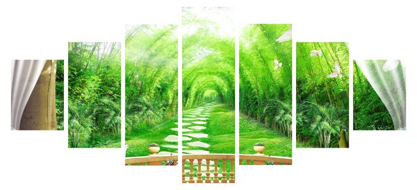 Obraz - Výhled na tropickou zahradu (210x100 cm)