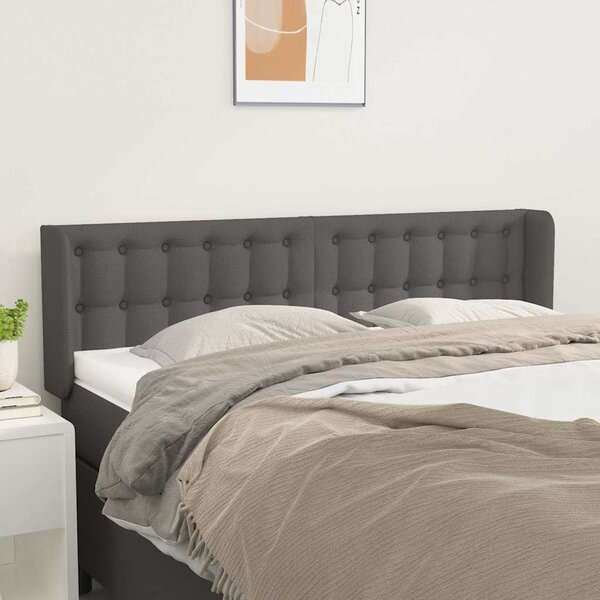 Čelo postele typu ušák šedá 147 x 16 x 78/88 cm umělá kůže 3118862