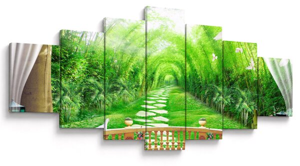 Obraz - Výhled na tropickou zahradu (210x100 cm)