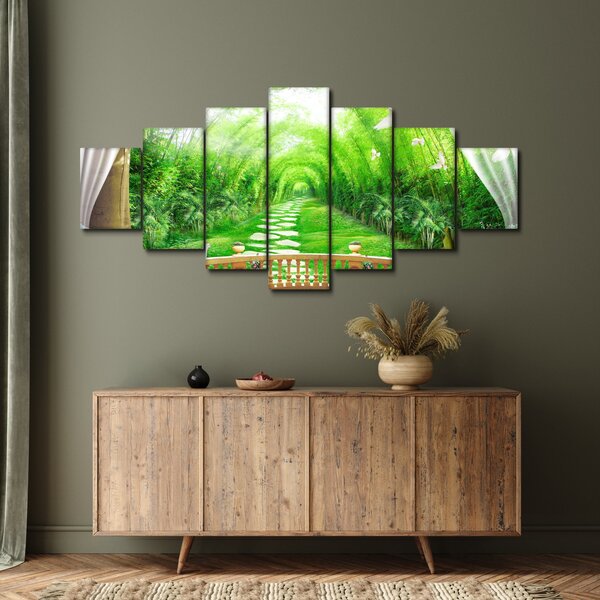 Obraz - Výhled na tropickou zahradu (210x100 cm)