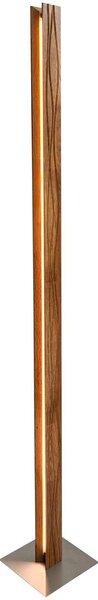 Elobra LED stojací lampa Atacama, dub/matný nikl, výška 150 cm, dřevo, stmívatelný, Světlé dřevo, Obývací pokoj / jídelna, Dřevo