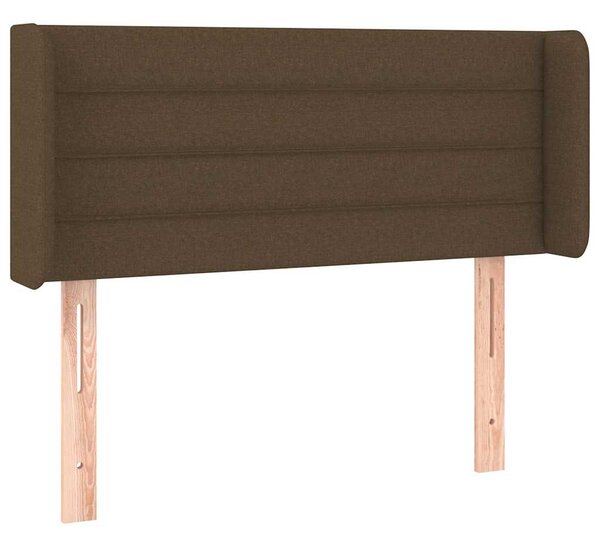 Čelo postele s LED tmavě hnědé 103 x 16 x 78/88 cm textil 3123369