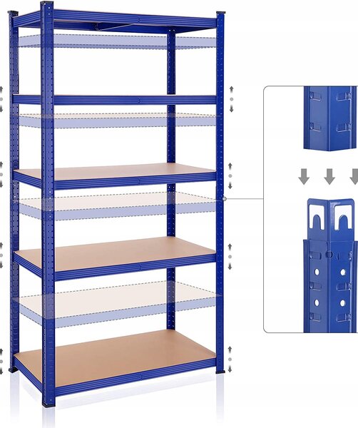 Skladový regál Songmics 200 cm modrý 5 polic kov MDF
