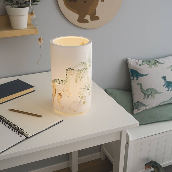 Elobra LED stolní lampa Jurassic, bílá/barevná, výška 25 cm, stmívatelný, Dětský pokoj, Plast